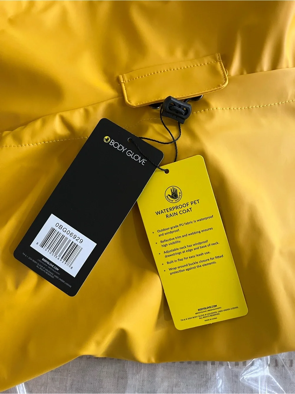 Body Glove Dog Raincoat, XX-Large, New with Tags, Waterproof, Bright Yellow